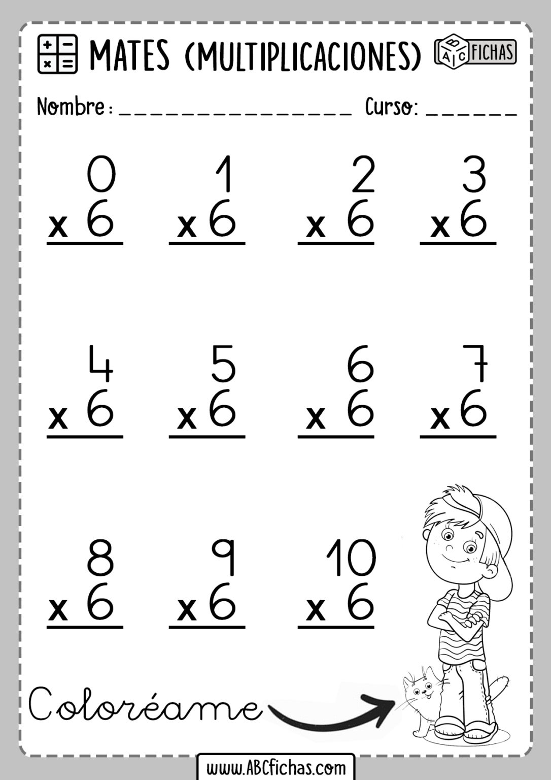 Primaria Multiplicaciones Tabla del 6 ABC Fichas