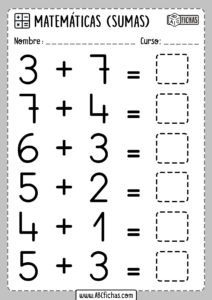 Fichas de Matematicas para Niños