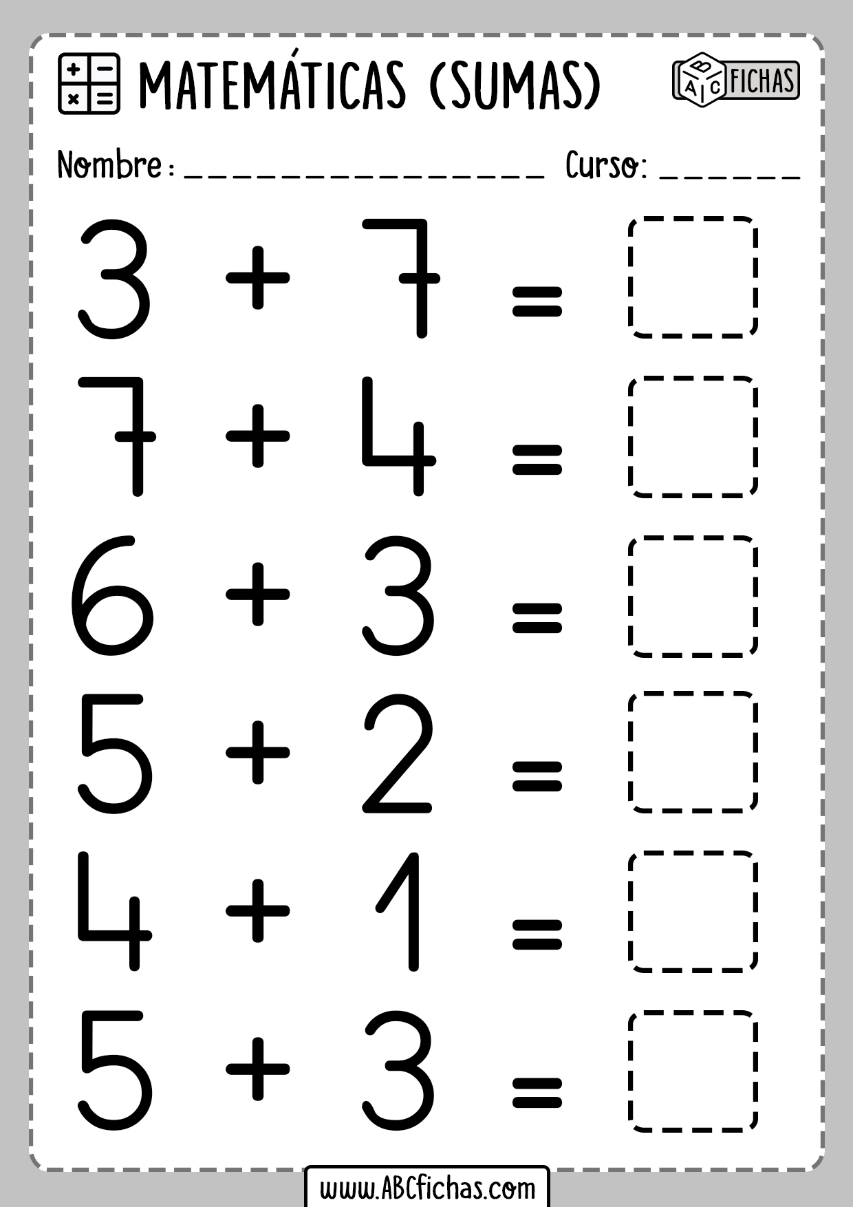 Fichas de Matematicas para Niños