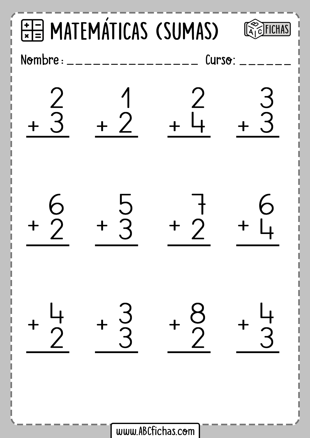 Fichas de Sumas Faciles