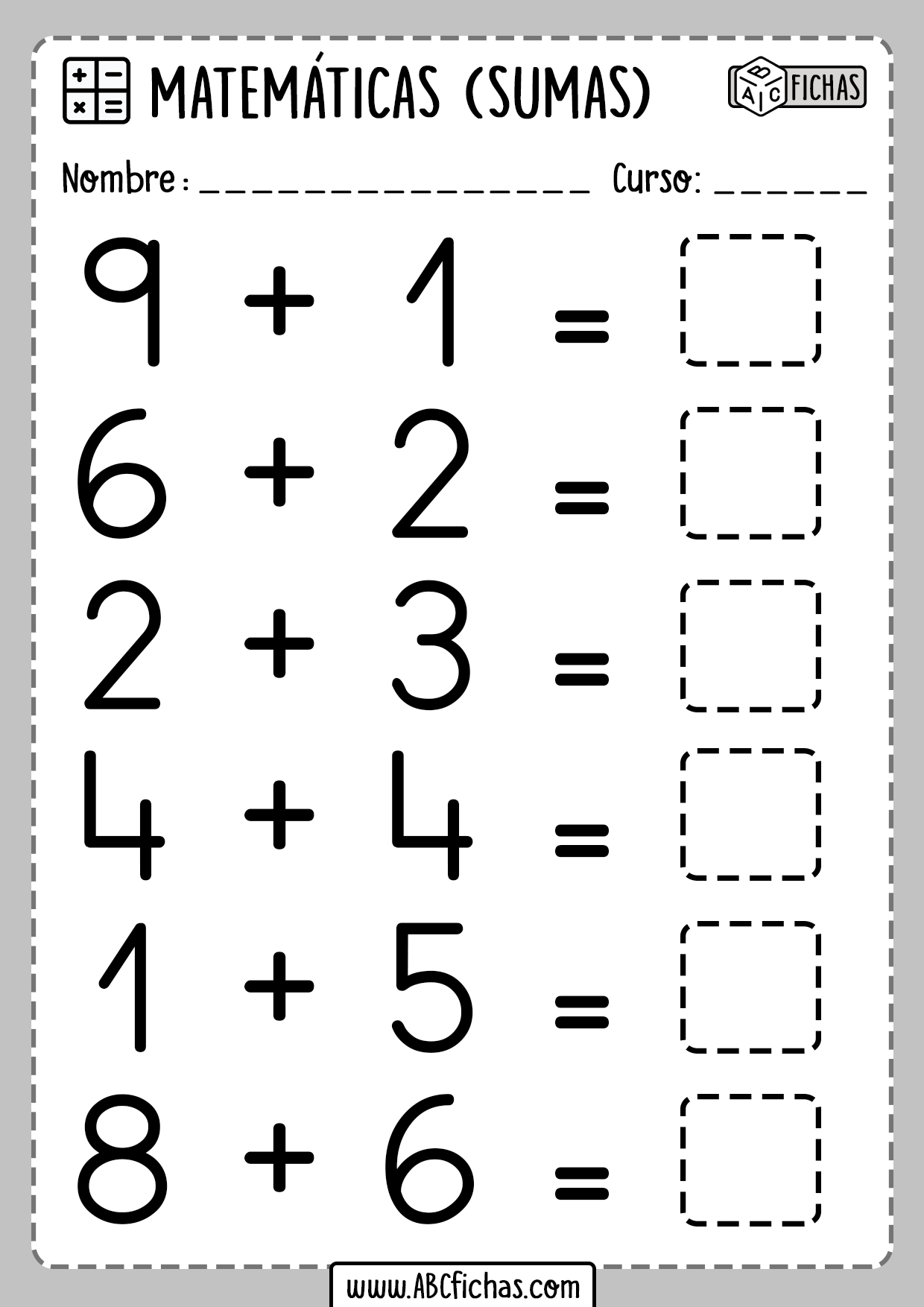 Fichas de Sumas Primer Grado Primaria