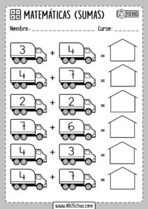 Fichas de Sumas con Dibujos