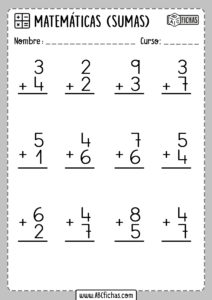 Sumas de 2 cifras Fichas de matematicas