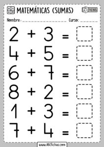 Sumas para Primaria de 1 digito