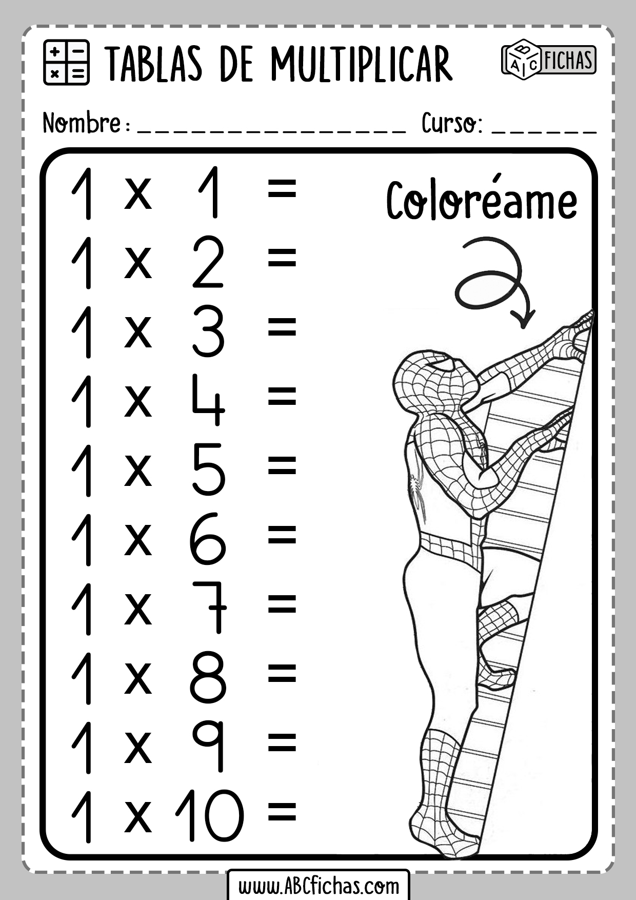 Ejercicios Tablas de Multiplicar