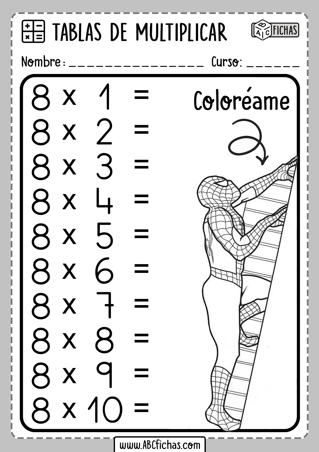 freno píldora Registro Ejercicios para repasar las Tablas de Multiplicar