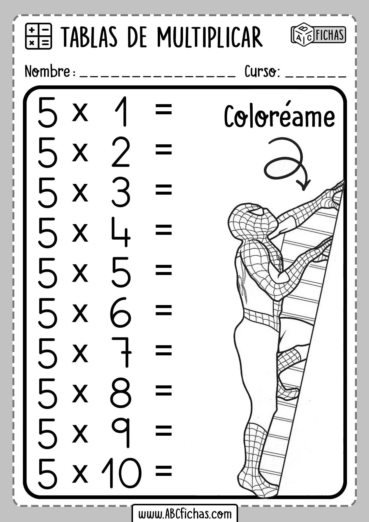 Ejercicios de tablas de multiplicar