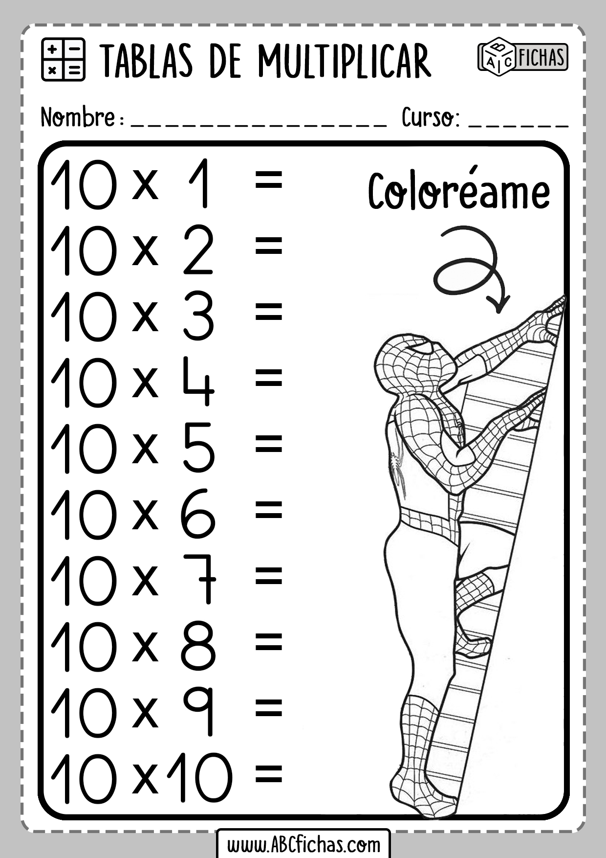 Fichas Tablas Multiplicar Ejercicios Practicar