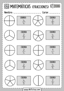 Fichas de Fracciones Para Primaria