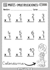 Fichas de Matematicas Multiplicaciones Tabla del 7