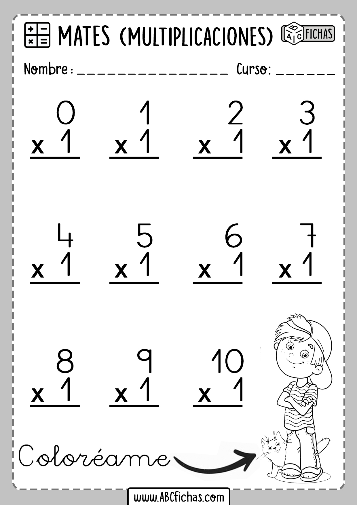 Fichas Tabla Del 9 Fichas de Multiplicaciones para Primaria | Tablas de Multiplicar