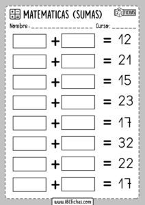 Fichas de Sumas Faciles