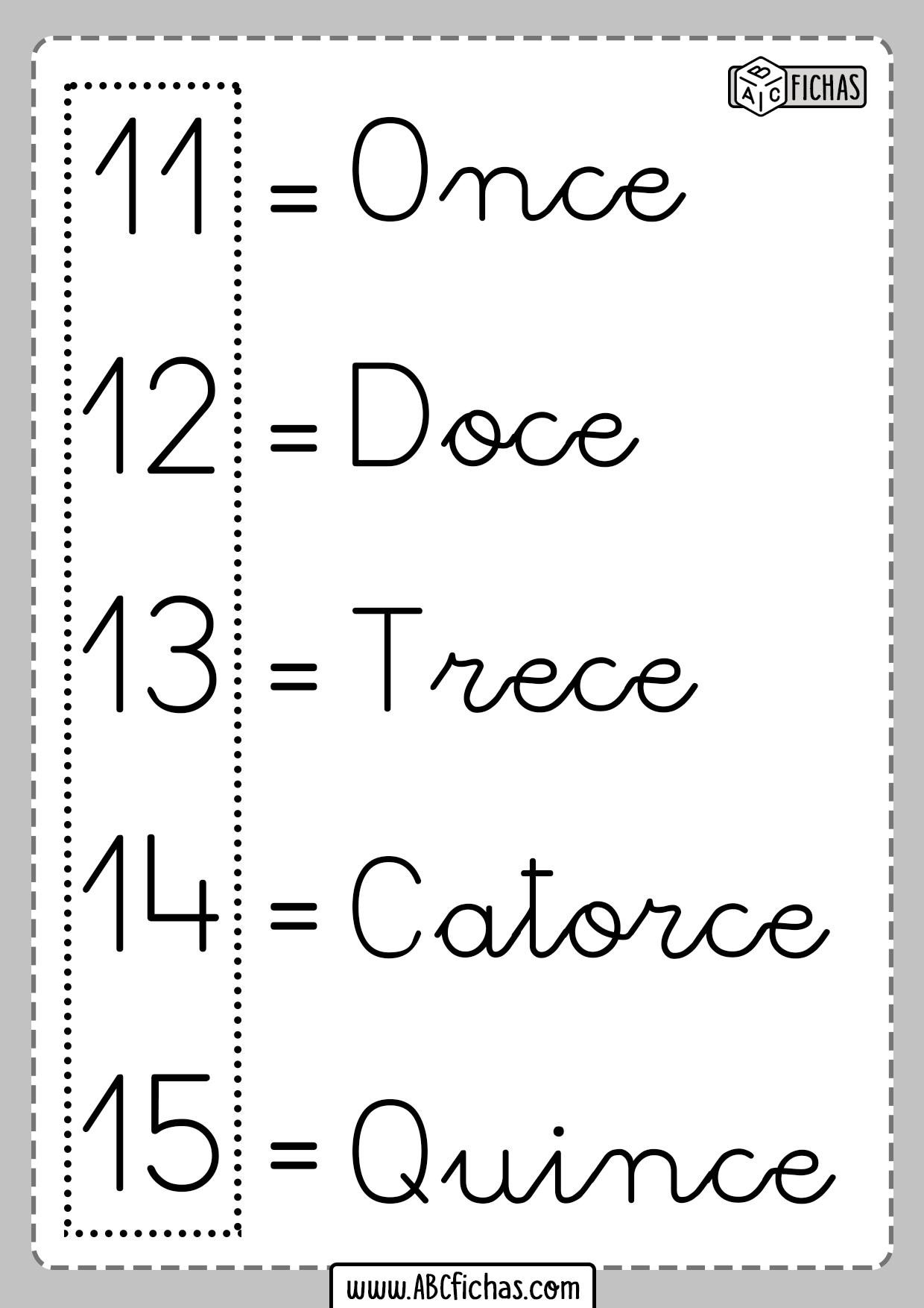 Fichas para aprender los numeros