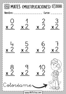 Multiplicaciones Tabla del 2