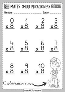 Multiplicaciones Tabla del 8