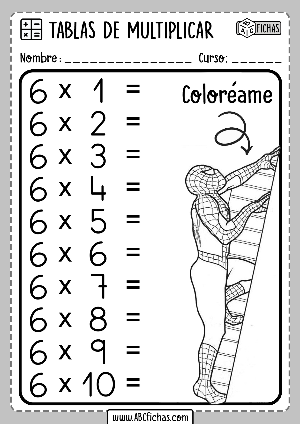 Tablas de Multiplicar para Imprimir