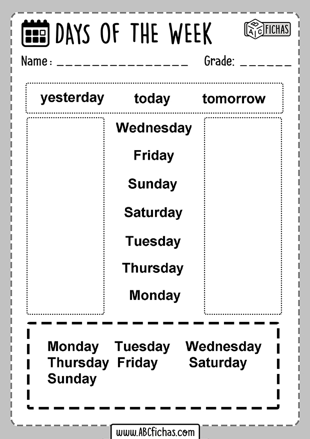 Días de La Semana en Ingles