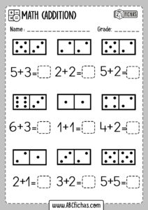 Domino addition worksheet