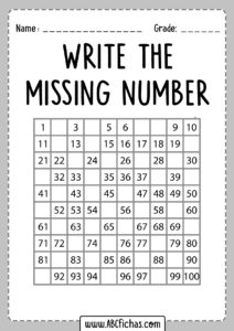 Find the missing numbers worksheet