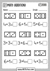 Kindergarten math worksheet dominio addition