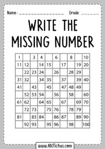 Missing numbers worksheets