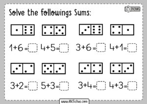Printable domino math worksheet