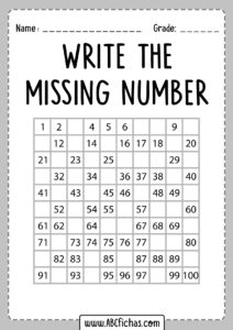 Printable write the missing number