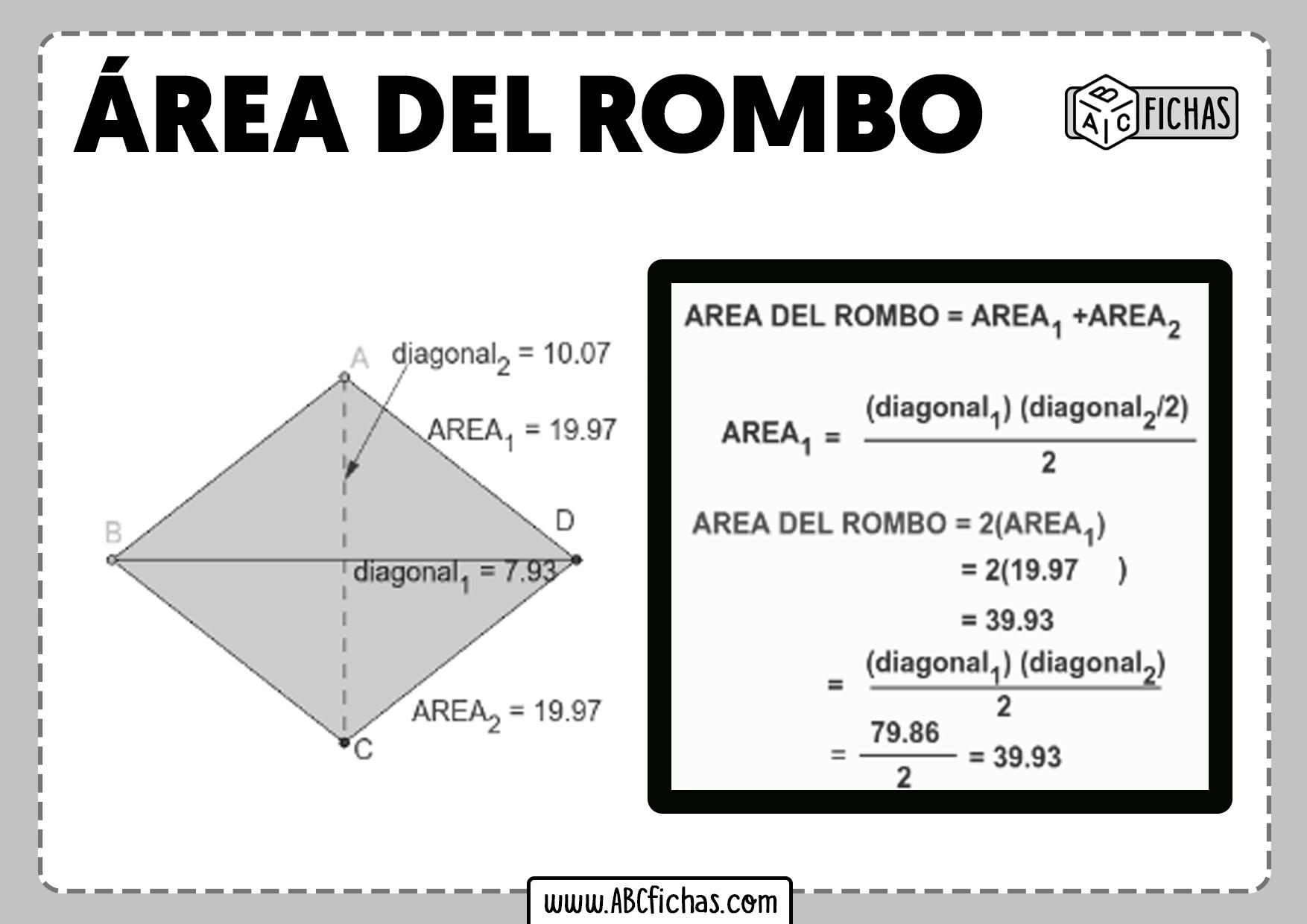 Como calcular area del un rombo formula