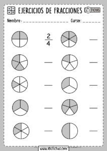 Ejercicios de fracciones para primaria