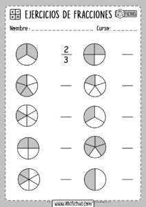 Ejercicios de fracciones para primero de primaria
