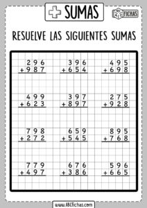 Ejercicios de sumas de 3 digitos