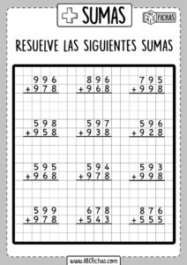 Ejercicios de sumas para imprimir