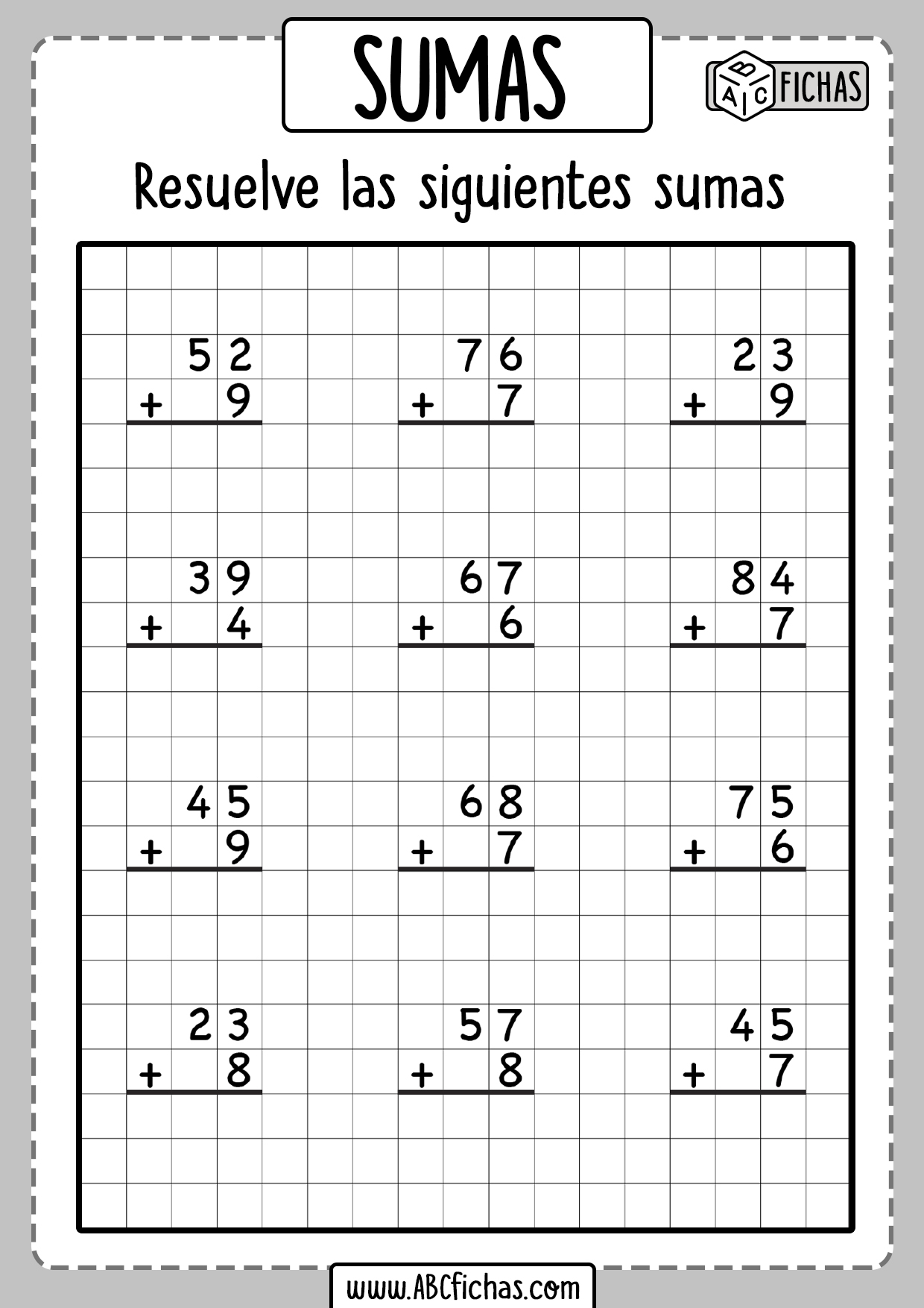 Ejercicios de sumas para primero de primaria