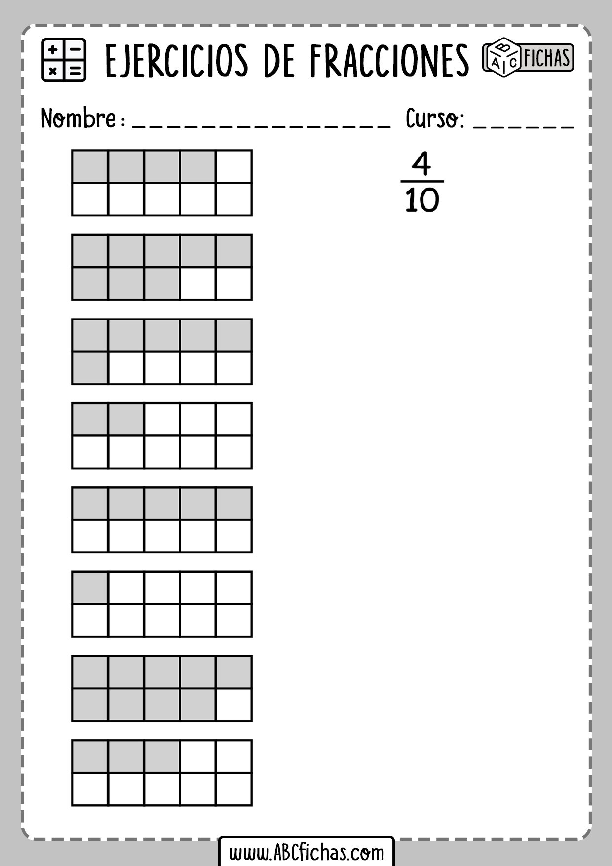 Ejercicios De Fracciones Para Primaria Para Imprimir