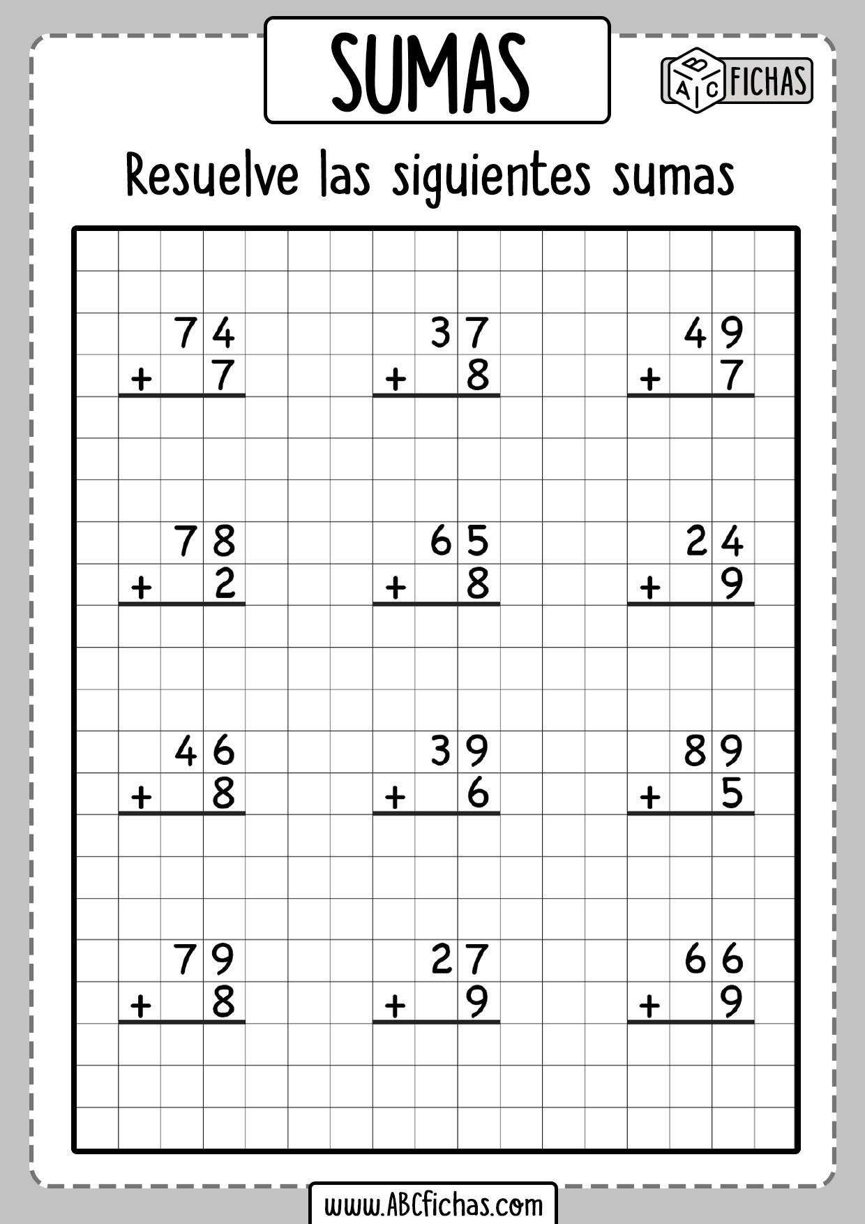 Sumas dos sumandos dos digitos