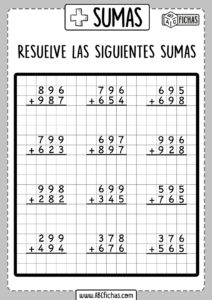 Sumas de dos sumandos y 3 digitos