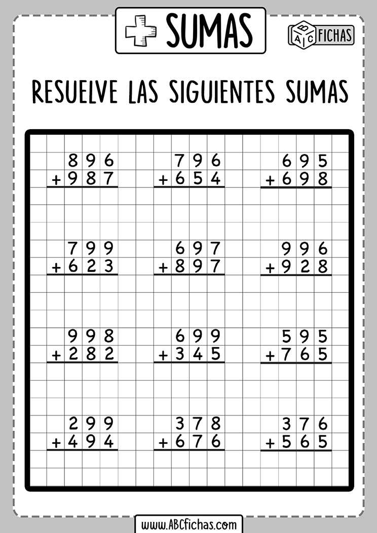 Sumas de dos sumandos y 3 digitos