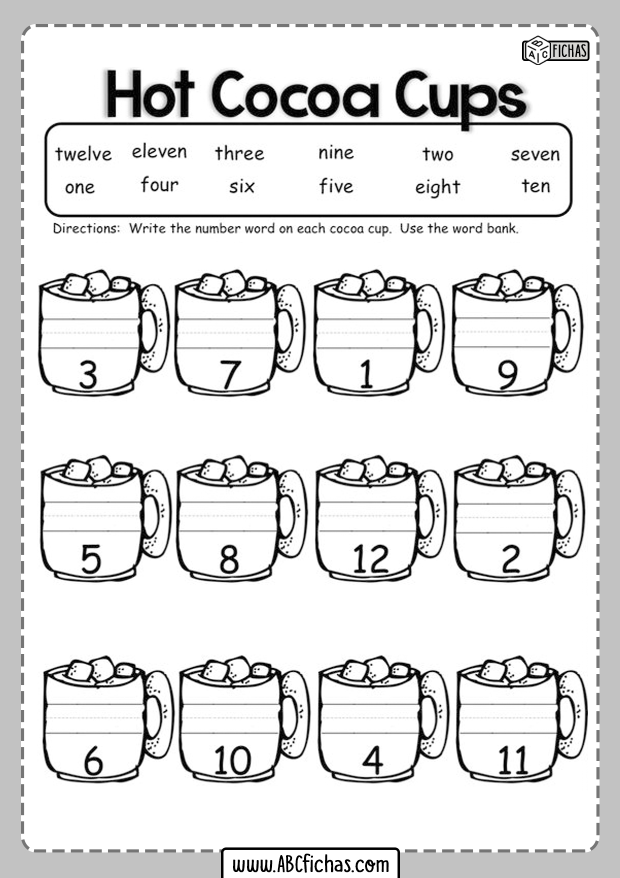 Actividad para repasar los numeros en ingles