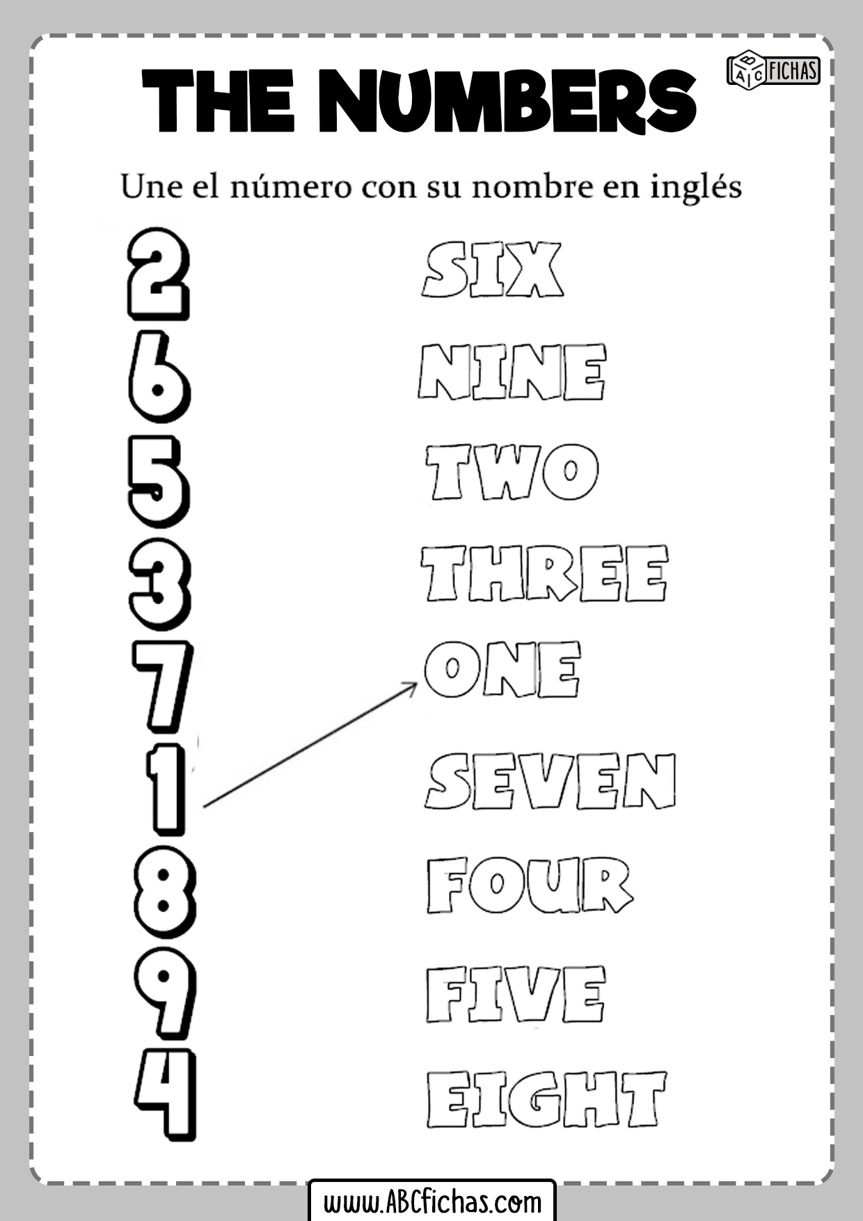 Fichas De Los Números En Inglés Para Niños Para Imprimir