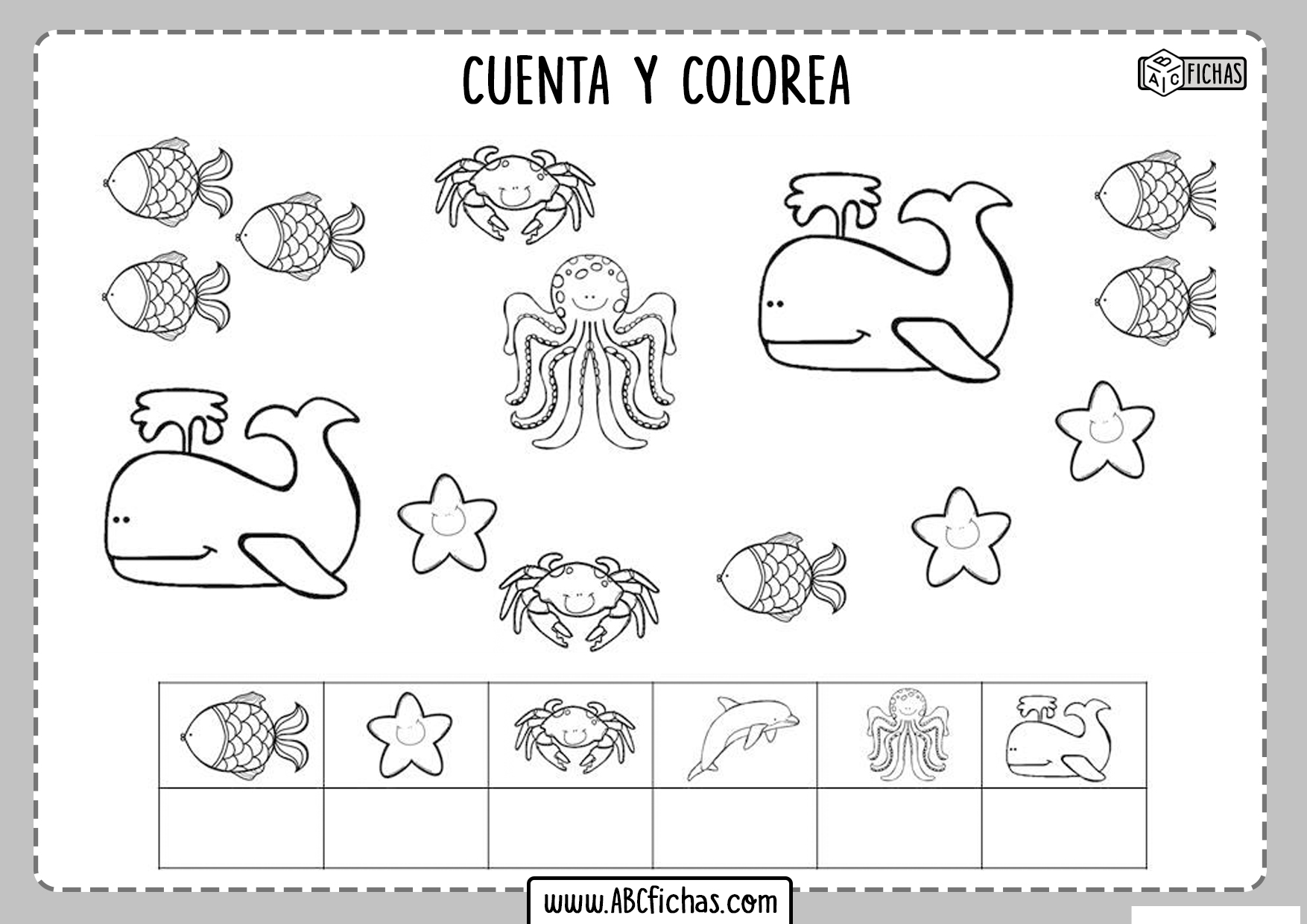 Fichas De Conteo Aprender A Contar Y Colorear Para Imprimir