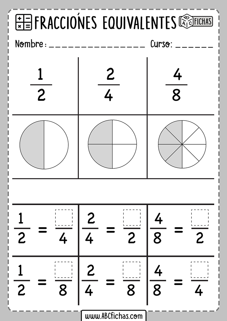 Ejercicios fracciones equivalentes
