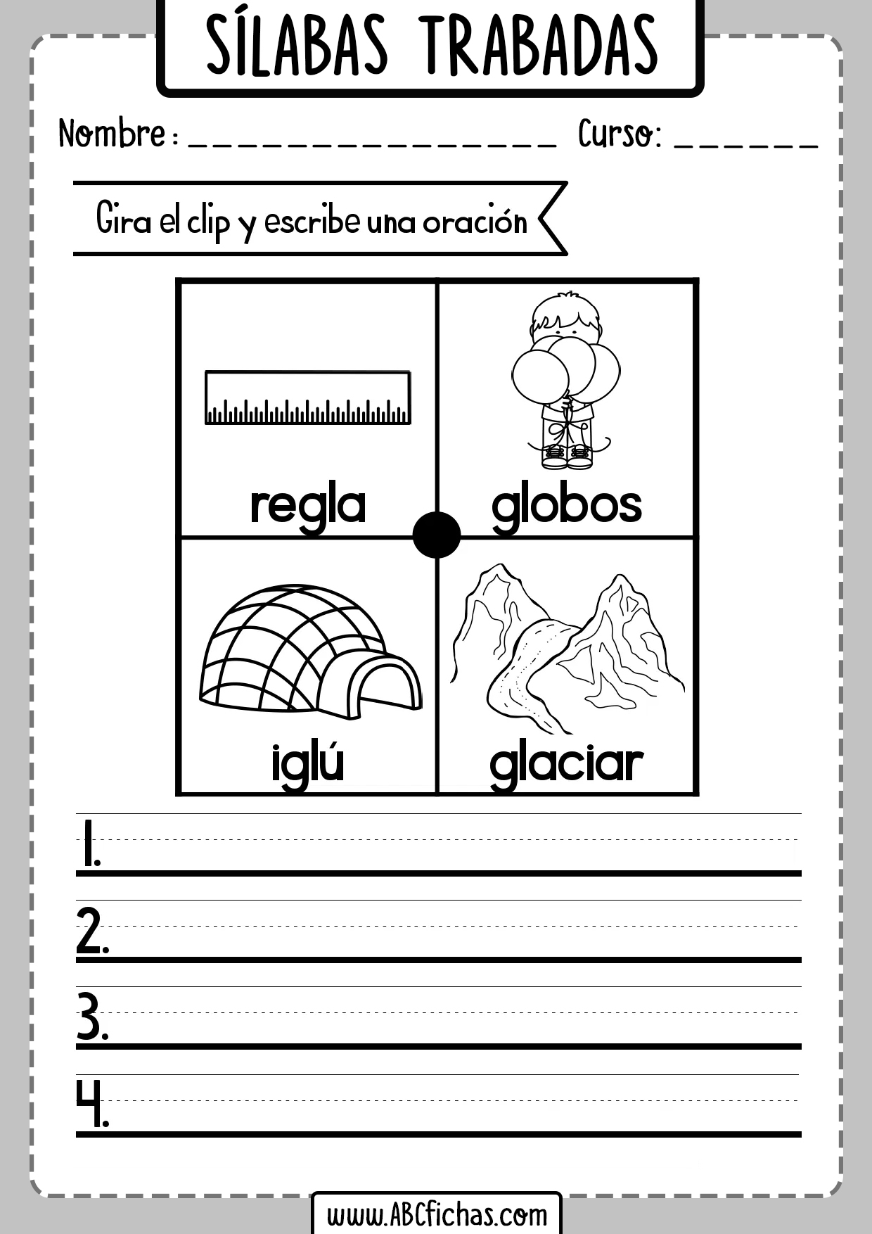 Ejercicios gla gle gli glo glu