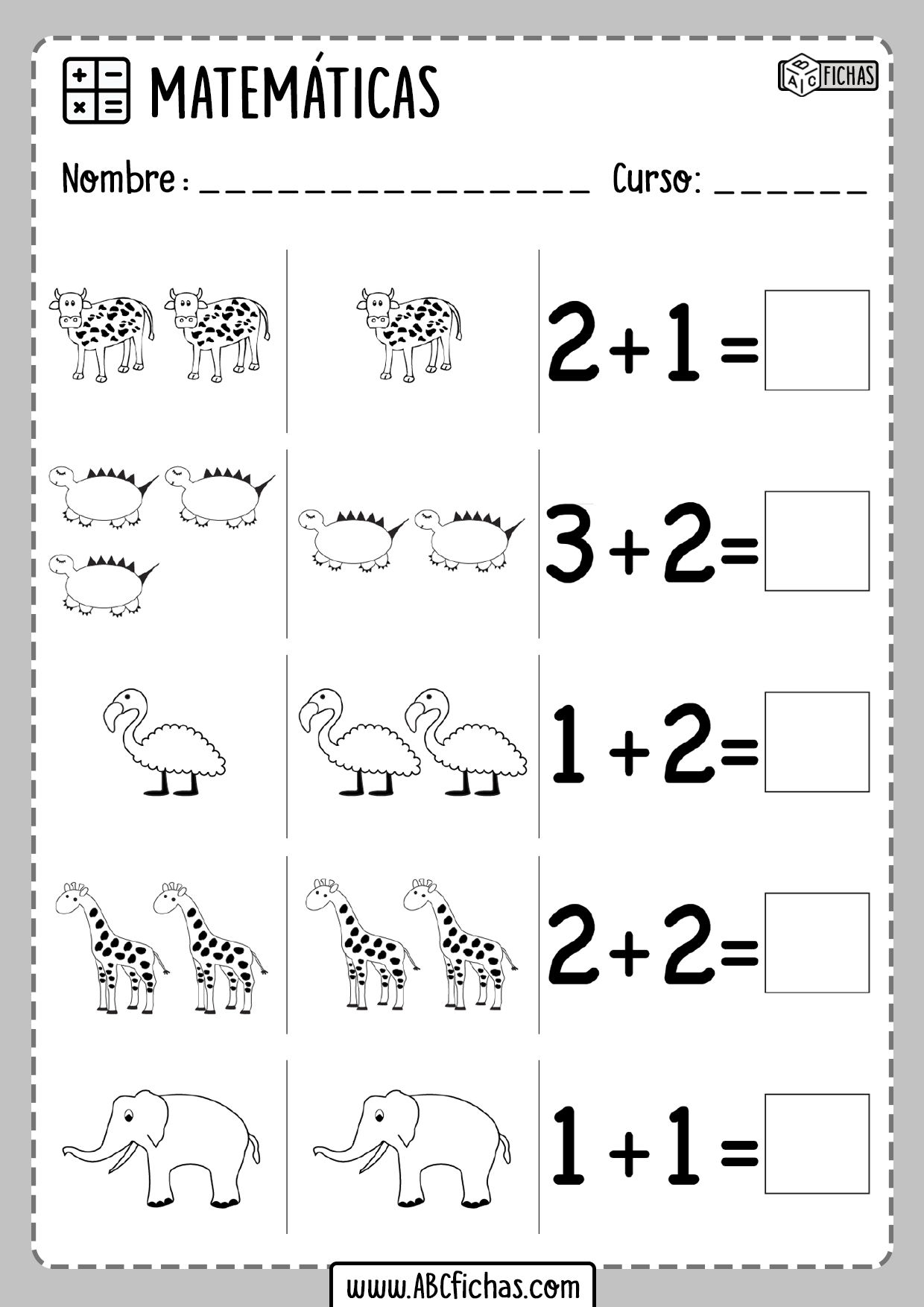 Fichas de Sumas con Dibujos para Infantil | Listas para Imprimir