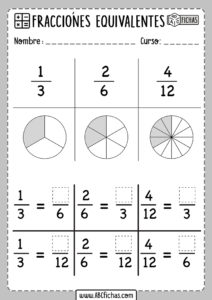 Ejercicios de fracciones equivalentes