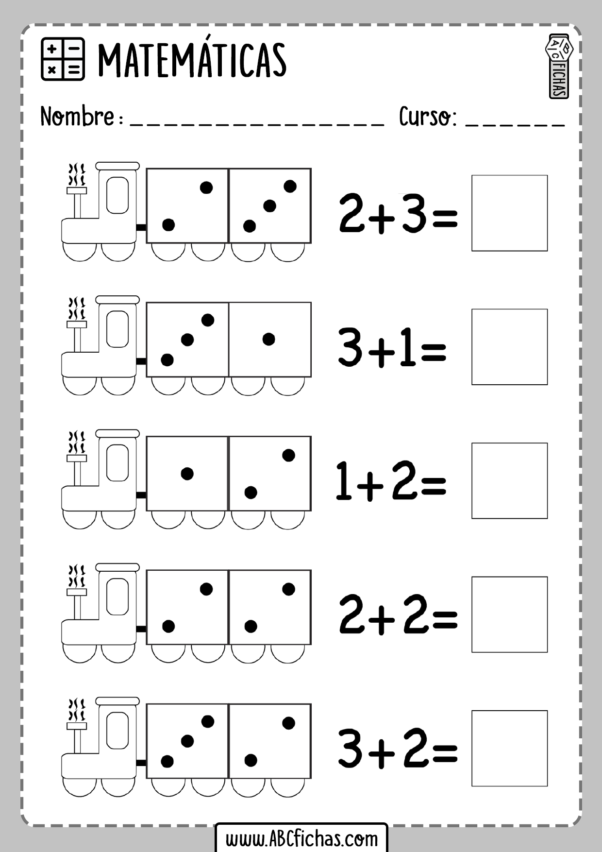 Ejercicios de sumas con dibujos - ABC Fichas