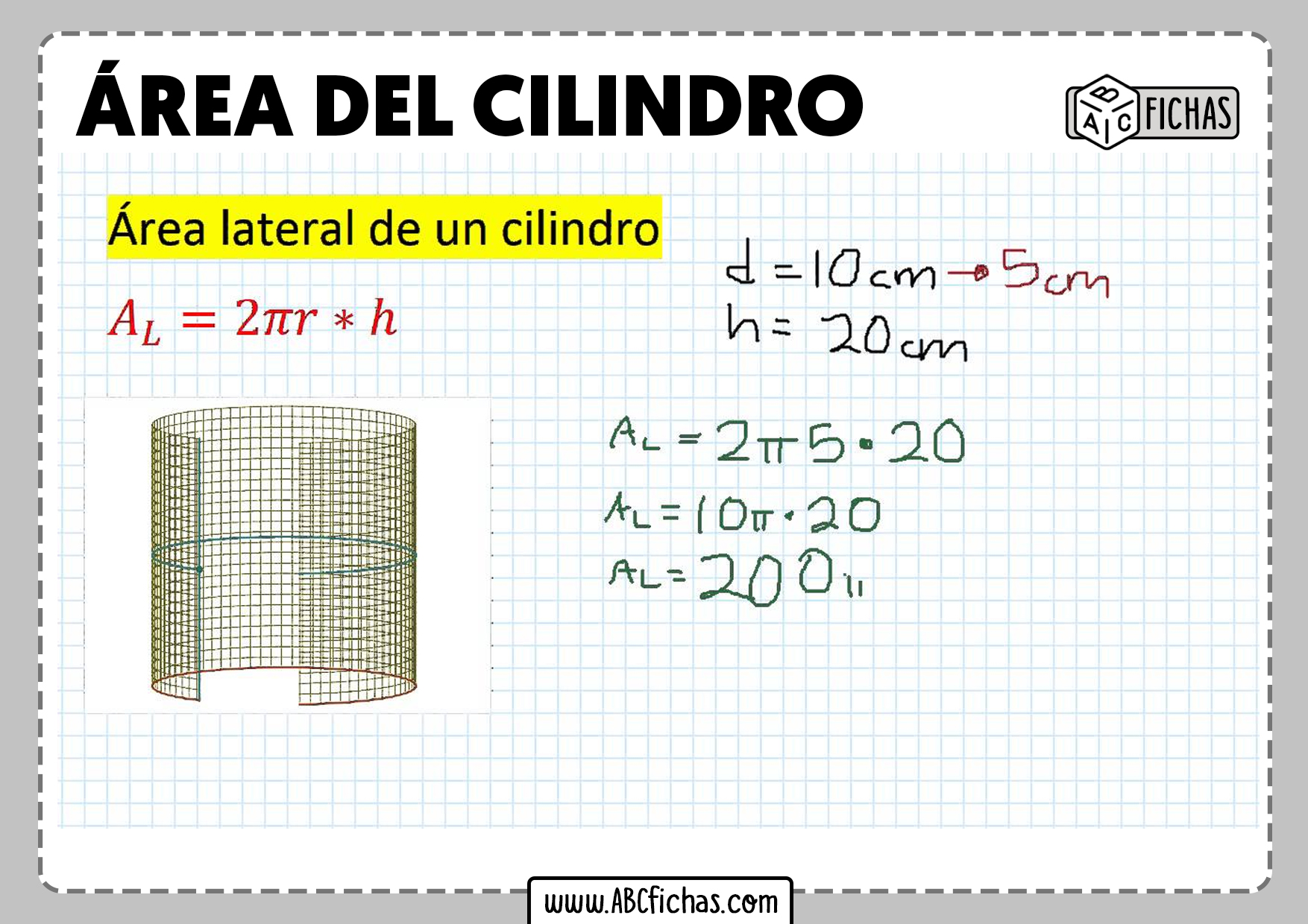 Formula area del cilindro