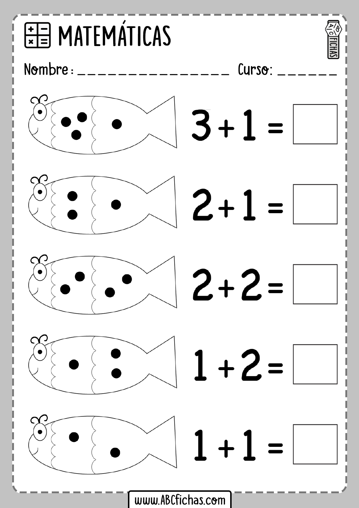 Sumas con dibujos para niños