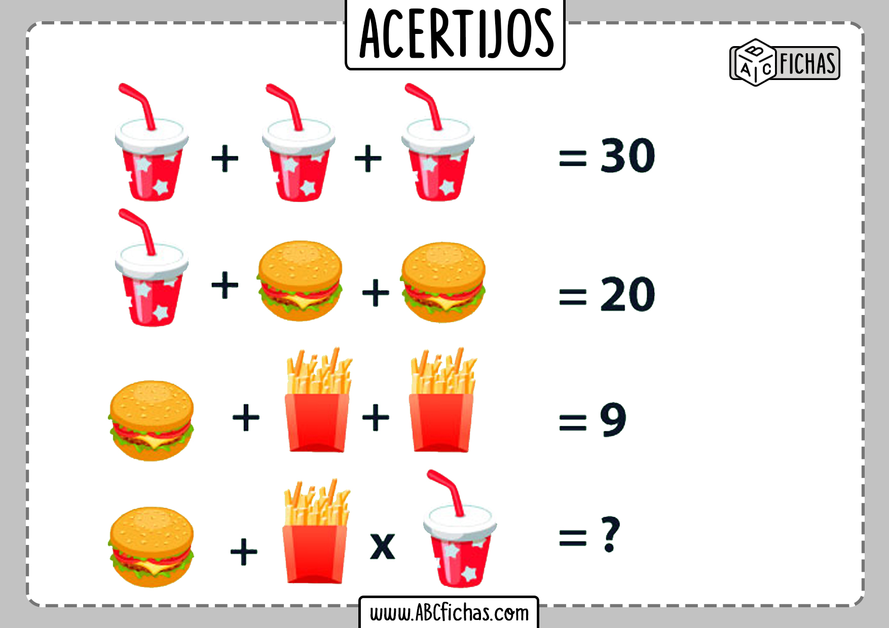 Acertijos Matematicos Faciles Abc Fichas