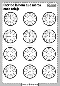 Actividades para aprender la hora con relojes