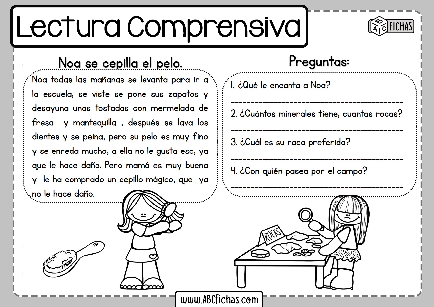 Comprension lectora fichas para imprimir